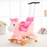New Upgraded Portable Trolley Children's Trojan Music Rocking Horse Baby Plush Toy Kiddie Ride Remov
