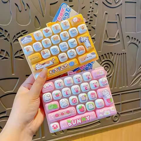 Korean Keyboard Fidget Keychain Cartoon Pop Push Bubble Keyboard Keychain Kawaii Stress Relief Keych