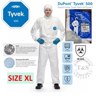 DUPONT ชุดป้องกันสารเคมี EN14126ชุด PPE รุ่น TYVEK 500 สีขาว ป้องกันฝุ่นละออง และ สารเคมีที่เป็นอันตรายต่อร่างกาย (1ชุด)