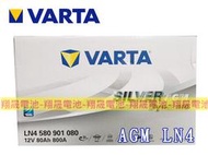 彰化員林翔晟電池/全新 德國華達VARTA AGM LN4(58090)怠速啟停/舊品強制回收 安裝工資另計