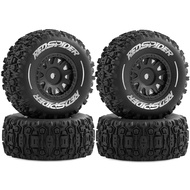 RS | Pre-Glued Plastic Rim Wheels and Tires Compatible with Arrma 1/16 Mojave Grom 4X4 RTR Series Up