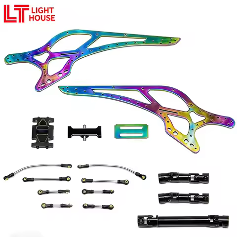 Titanium LCG Chassis Frame with Chassis Links &Driveshaft & Hanger Beam and Brass Skid Plate Set for
