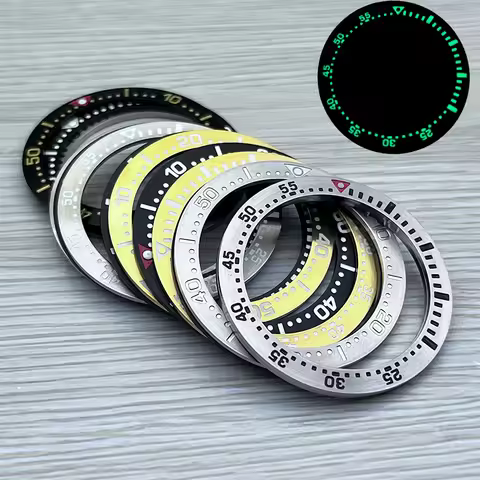 38mm*30.5mm Steel Watch Bezel Insert Ring C3 Green Luminous Fits Seiko SPB185 SPB187 Watch Cases Bez