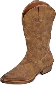 Women's Texan Cowboy Western Camperos Pointed Shoes G676, camel, 9.5 US Women