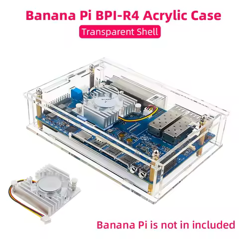 Acrylic Case for Banana Pi BPI-R4 Transparent Shell Optional PWN Fan Radiator Active Passive Cooler