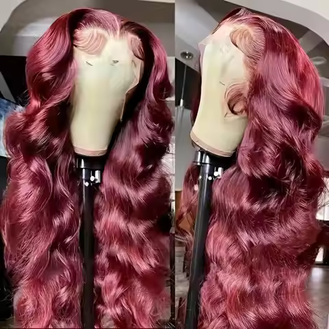 99J Burgundy Lace Frontal Wig 13x6 Body Wave Lace Front Wig HD Transparent Lace Frontal Wig Human Ha