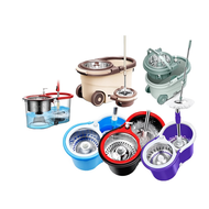 Easy Spin Mop 360 + Stainless Steel Handle & Basket with plastic bucket