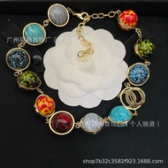 Button Colorful Planet Ball Necklace Fashion Retro Ball Necklace