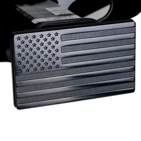 B07A-American Flag Hitch Cover- Metal USA Flag Trailer Hitch Cover-Patriotic Flag Plug Hitch Cover (
