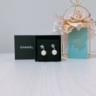 CHANEL CC SMALL CRYSTAL LOGO WITH PEARL EARRINGS香奈兒經典雙C Logo珍珠耳環