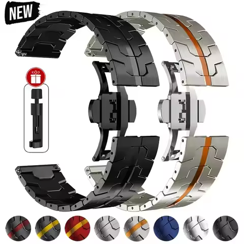 22mm Titanium Color Strap For Huawei Watch 5/4/3 GT6 Pro GT5 46mm Stainless Steel Band For Amazfit G