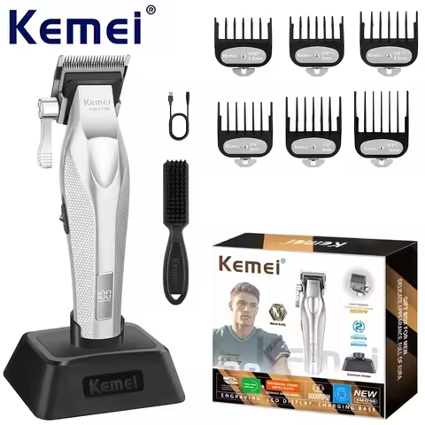 Kome KM-1798 Electric Engraving Scissors with Base High-Speed Long-Battery Life Digital Display Hair