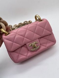 香奈兒 Chanel mini 粉金羊木链条包芯片