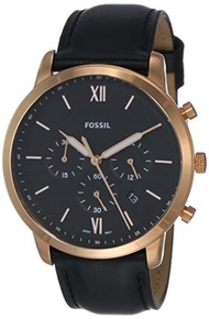 Fossil Men s Rose Goldtone Case and Leather Strap Watch