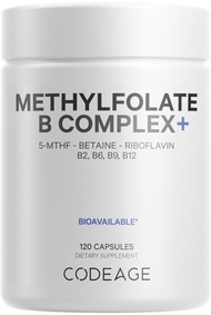 Codeage Methylfolate B Complex Supplements - 5 MTHF, Methylcobalamin 1000mcg Methylated Vitamin B12,