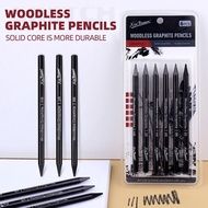 Woodless Graphite Pencils Set of 6 (HB 2B 4B 6B 8B EE) - Black Charcoal Sketch Drawing Pencils for A