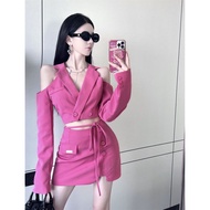 UIOWOO Spring and Autumn New 2023 Fashionable High-end Short Blazer Skirt Light Mature Two-piece Suit Women s Clothing