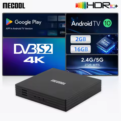 MECOOL KT1 TV Receiver 4K Satellite Decoder Amlogic S905X4 Netflixs Android TV 10 DVB-S2 Google Ital