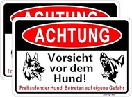 Joffreg Achtung Vorsicht vor dem Hund sign, 20 x 30 cm, made of sturdy aluminium, 1 mm, reflective w