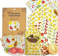 WEKIWGOT Reusable Beeswax Wrap, Beeswax Food Wraps, Eco-Friendly Bread Sandwich Wrapper, Organic, Sustainable, Biodegradable, Zero Waste, Includes 5S, 3M, 1L Size Wraps (Little flowers)