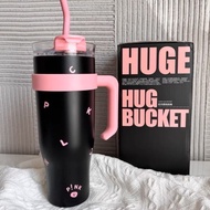 1200ML Blackpinked Thermos Mug Thermos Travel Thermal Vacuum Flask Insulated Cup Water Bottle With S