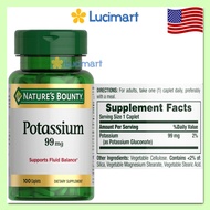 Viên uống bổ sung Kali Potassium 99mg Nature’s Bounty hũ 100 viên [Hàng Mỹ]