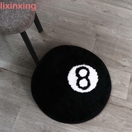 LIXINXING 8 Ball Carpet, Anti-slip Soft 8 Ball Rug, Creative Skin Friendly Black Plush 8 Ball Mat Ho