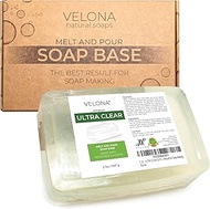 velona 2 LB - Ultra Clear Glycerin Soap Base SLS/SLES free | Melt and Pour | Transparent Natural Bar For The Best Result for Soap Making