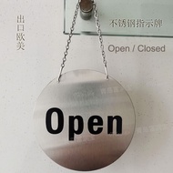 Stainless Steel Sign open close open closed retail shop open close sign 不锈钢 双面 链条挂牌 Open/Closed E2