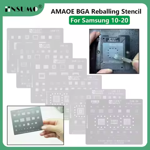 AMAOE BGA Reballing Stencil for Samsung 10-20 S22 S24 Ultra CPU RAM Exynos1330 1380 SPU16 Tin Planti