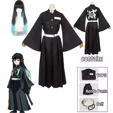 Anime Kimetsu No Yaiba Tokitou Muichirou Cosplay Costumes Kisatsutai Uniform Wig Halloween Costume