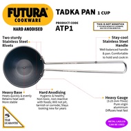 Hawkins Futura 1 Cup Tadka Pan, Hard Anodised Spice Heating Pan, 240 ml Pan, Black (ATP1)