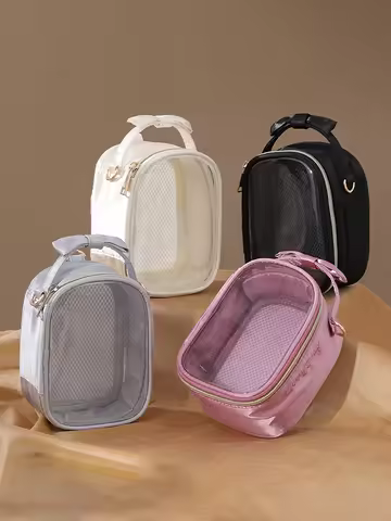 LIBOER Cute Bow Ita Bag with Removable Insert Plate Double Transparent Windows Messenger Bag Woman S