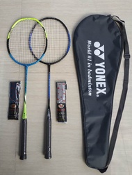 paket bulutangkis raket yone x 2 raket kok grip tas murah bagus