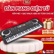 Đàn Piano điện tử Keyboard 61 Phím Kèm Mic+sạc cho bé