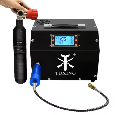 TUXING TXET063 4500Psi 300Bar 12V PCP Air Compressor LCD Display Digital Auto-Stop with 12V Power PC