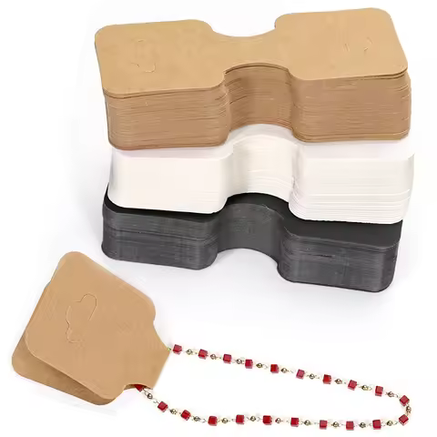 50 St 9x3.5cm Vikbara Kraftpapperskort Handmade Necklace Bracelet Jewelry Display Cards Packaging Ca