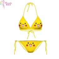 Women's Swimwear Pikachus Biquini Beachwear Swimming Swimsuit Female Kawaii Strappy Bikini