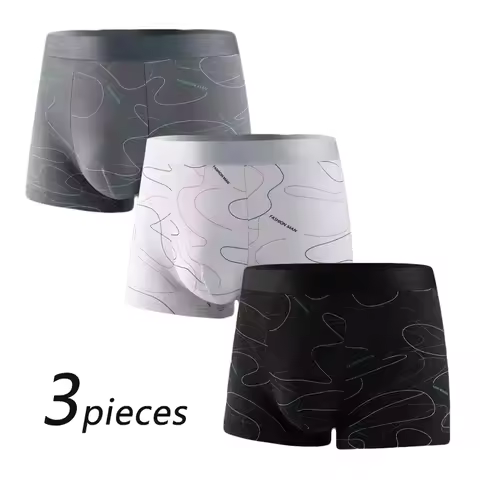 3 Pieces Men Boxers Sports Underwear Underpants Shorts XL 2XL 3XL 4XL Simple Line Breathable Sports 