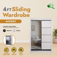KT Sliding Doors Wardrobe Almari Baju / Anti-Jump Door / 2 Sliding Doors - 4ft x 6ft