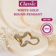 White Gold 750 Round Shape Pendant Diamond Necklace Loket