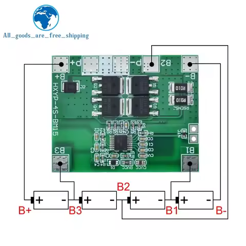 TZT 4S 12.8V 14.4V 16.8V Lifepo4 Li-ion Lithium Battery Protection Board 18650 BMS 14A limit 20A PCB