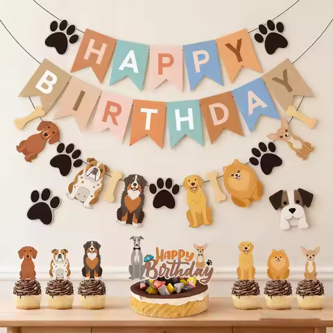 Pet Dog party banner hanging decor puppy dog cake toppers cake Decor dog party decor puppy Dog Birth