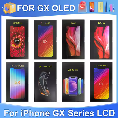 GX Series OLED For iPhone X XS 11 12 13 14 15 16 Pro Max Plus Mini LCD Display Touch Screen Digitize