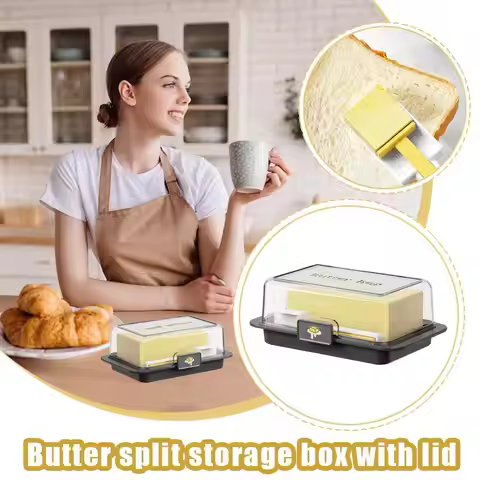 Butter Storage Box with Lid - Cheese Cream Cheese Refrigerator Fresh-keeping Container Cutter Includ