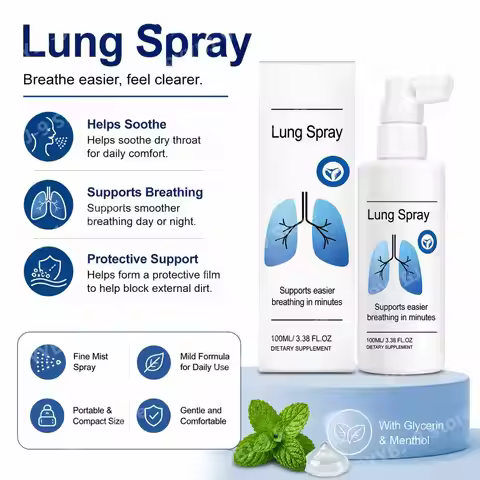 Lung Spray for Smoother Breathing with Mist, Mullein Leaf Extract, Astragalus Extract and Licorice R