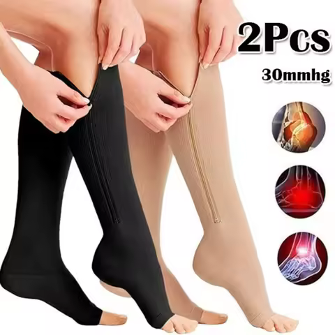 Medical Zipper Compression Socks Female Varicose Socks Man Edema Pregnancy Nurse Long Socks Running 