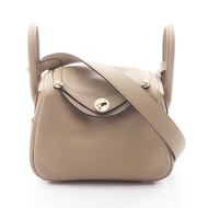 愛馬仕 Lindy Mini Verso 單肩包 Swift 皮革 棕色 米色 Marfa 二手 GHW W