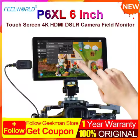 FEELWORLD P6XL 6 Inch Touch Screen 4K Monitor Aluminium Built-in Battery for DSLR Camera Field HDMI-