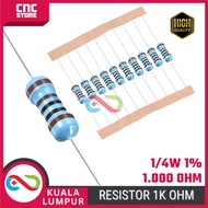 10x 1K Ohm 1/4W Metal Film Resistors – Precision 1KΩ Resistors for Arduino & DIY Electronics Project